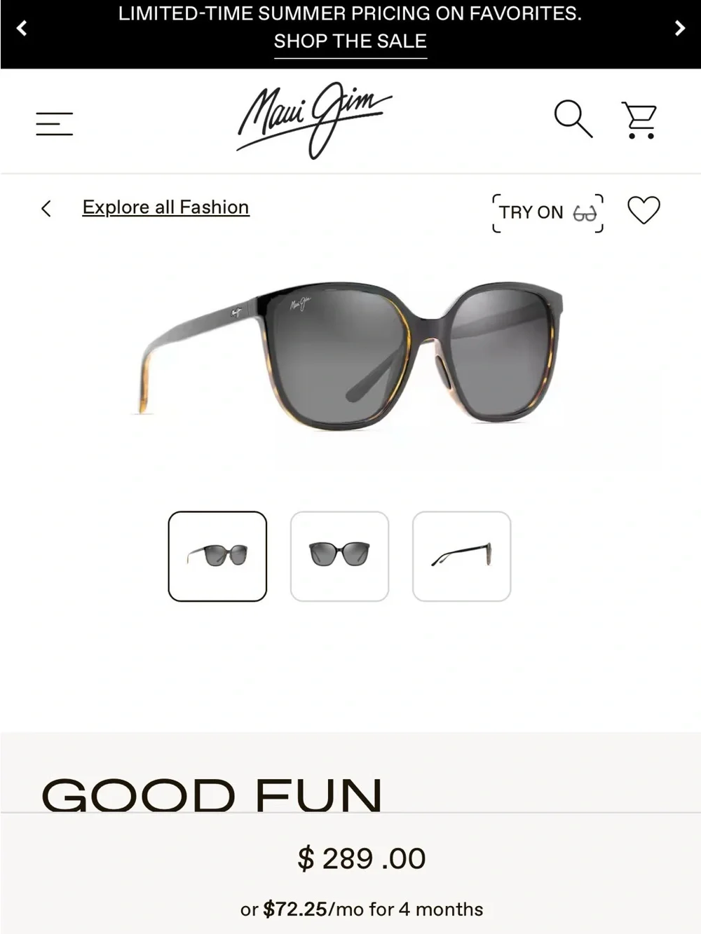 Maui Jim Women's Tortoise Shell Polarized Sunglasses- Good Fun - Picture 5 of 5